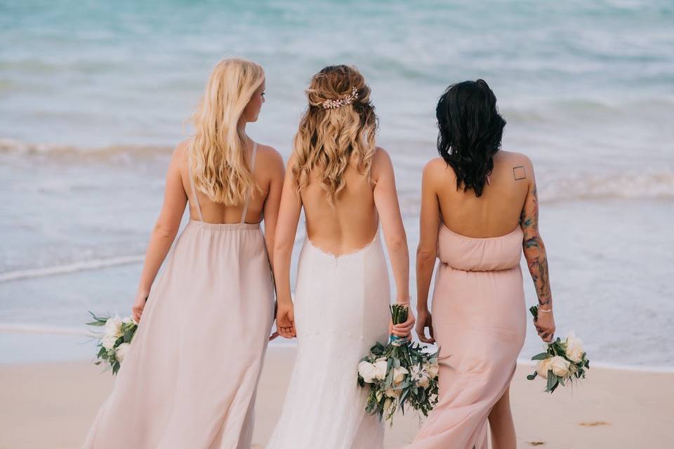 Bride with bridesmaids