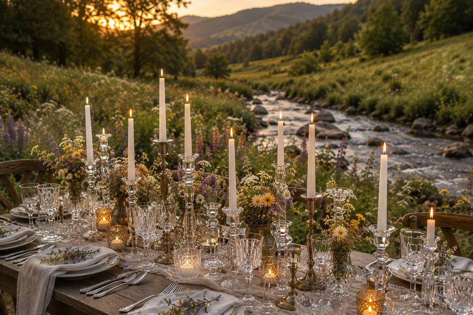 Crystal & Brass Candleholders