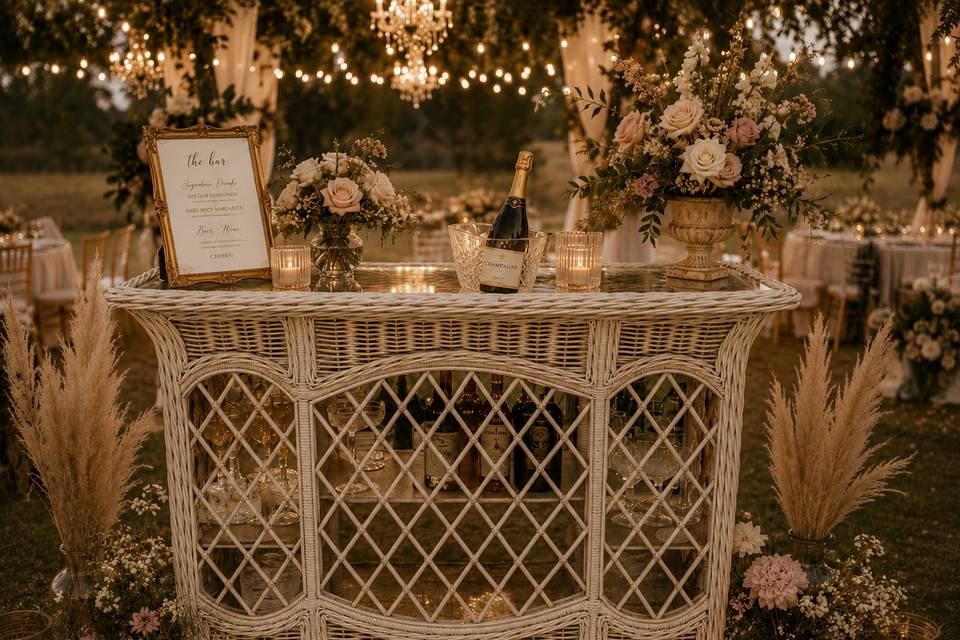 Vintage Wicker Bar