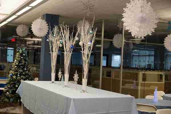 SNOW COVERED TREES ADDED INTEREST TO THE OFFICE GLASS DOORS!