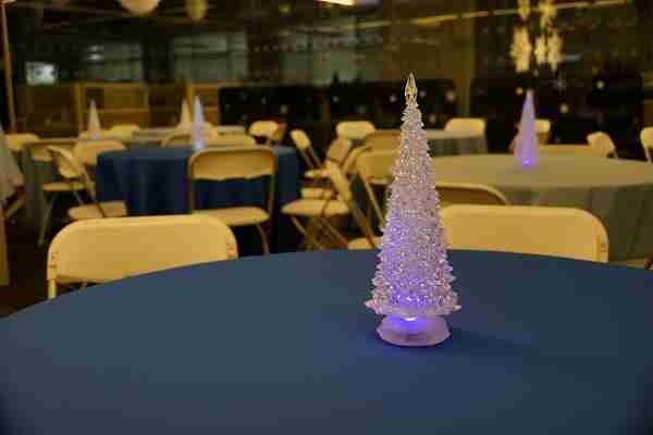 COLOR CHANGING LED CHRISTMAS TREES TOPPED EACH DINING TABLE!
