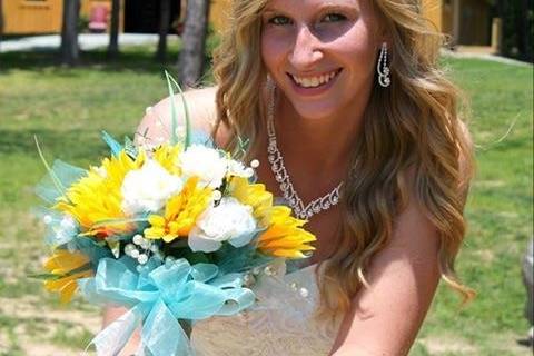 The bride holding her bouquet