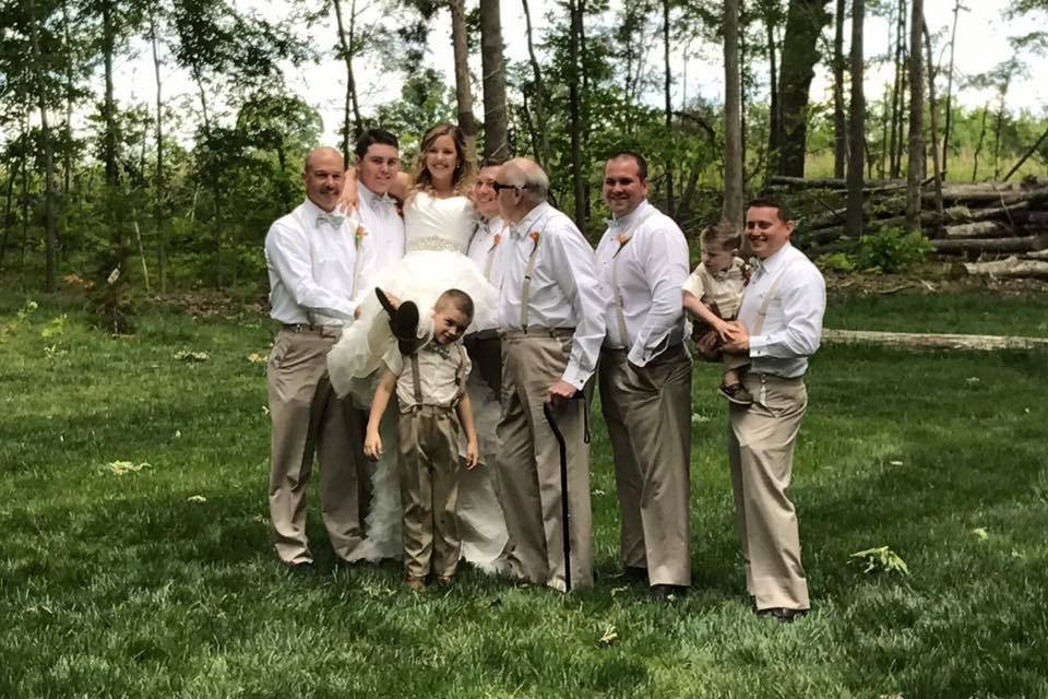 The couple and groomsmen