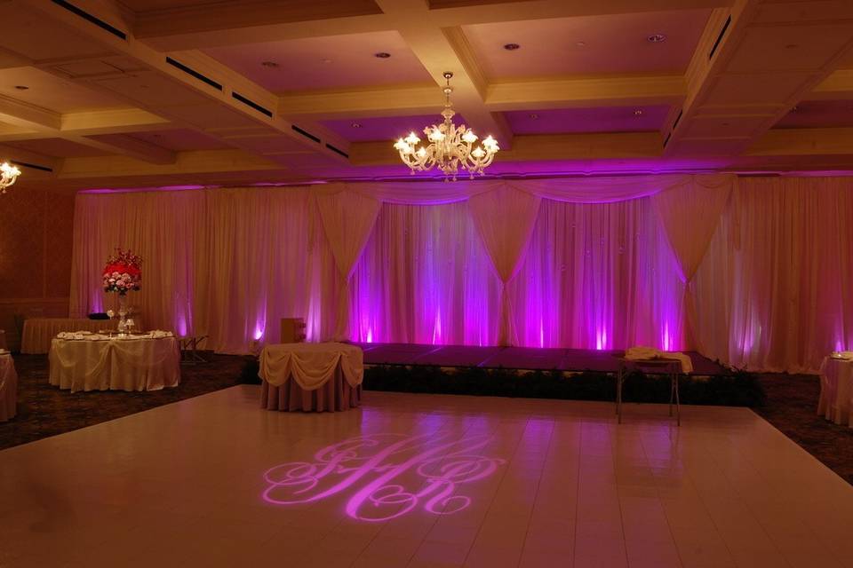 Ceremony Backdrop in Rustic Courtyard