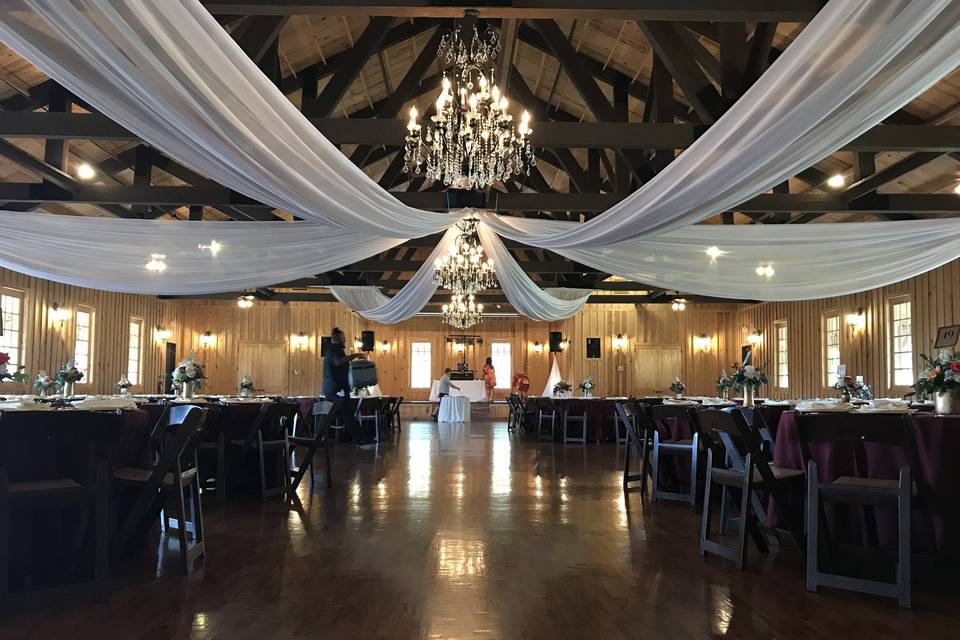 Ceremony Backdrop in a courtyard