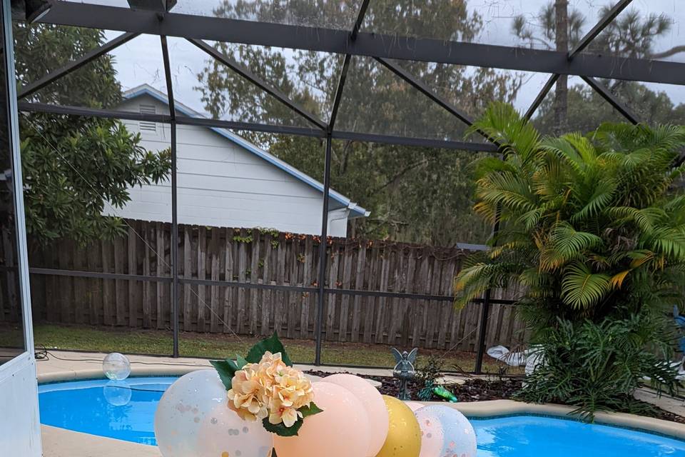 Wedding balloons by the pool