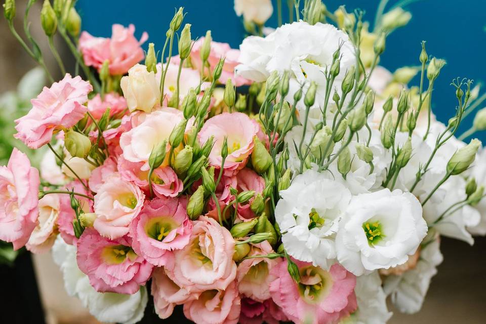 Bucket full of lisianthus