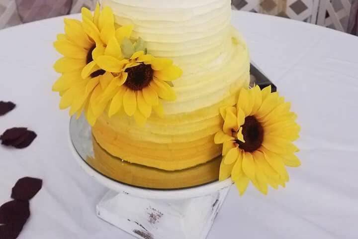 Yellow Ombré Rustic Cake