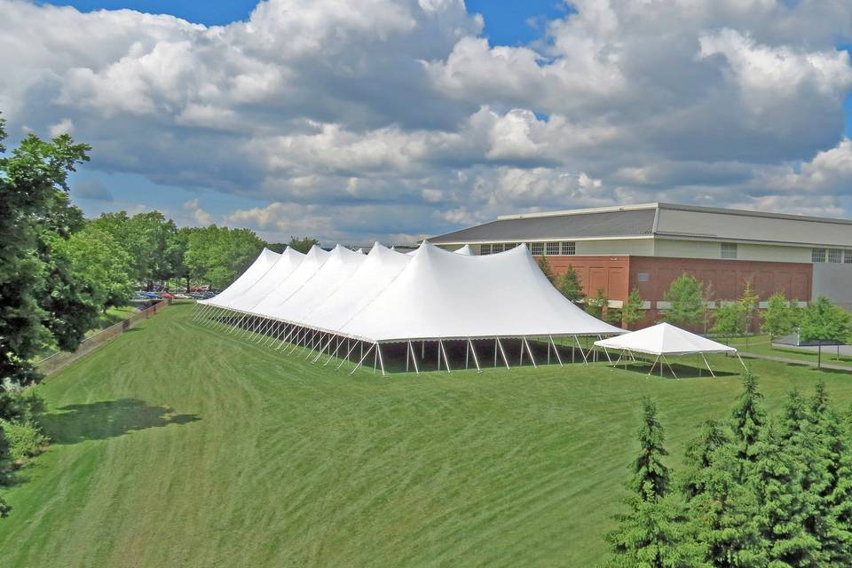 Aerial shot of the tent