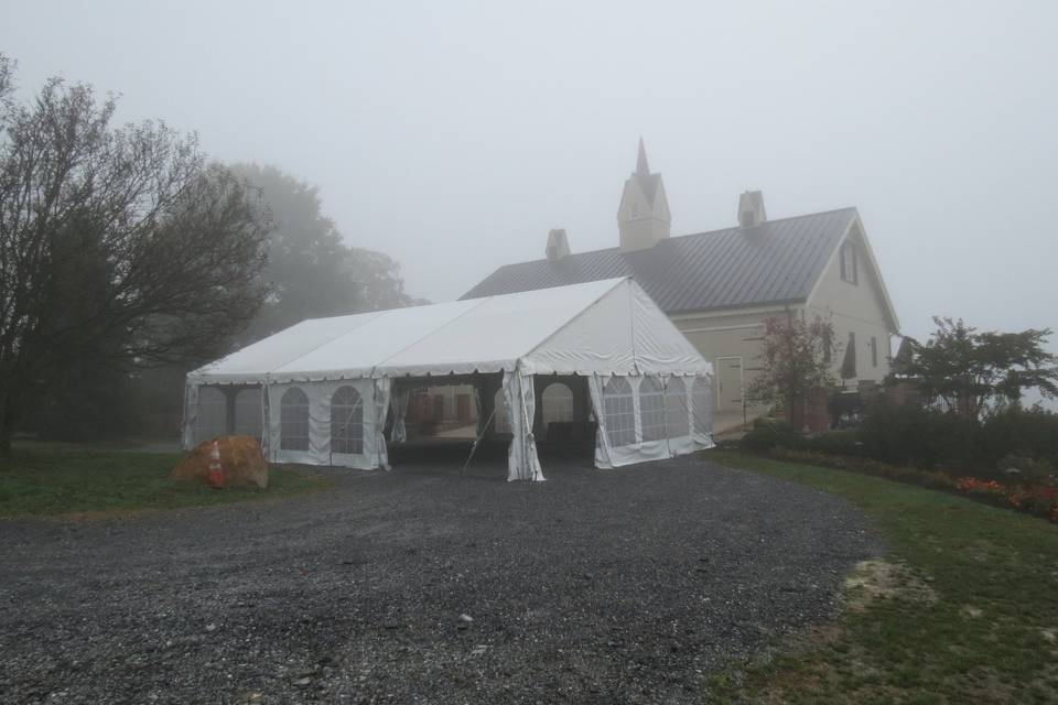 Frame tent with cathedral window sidewalls