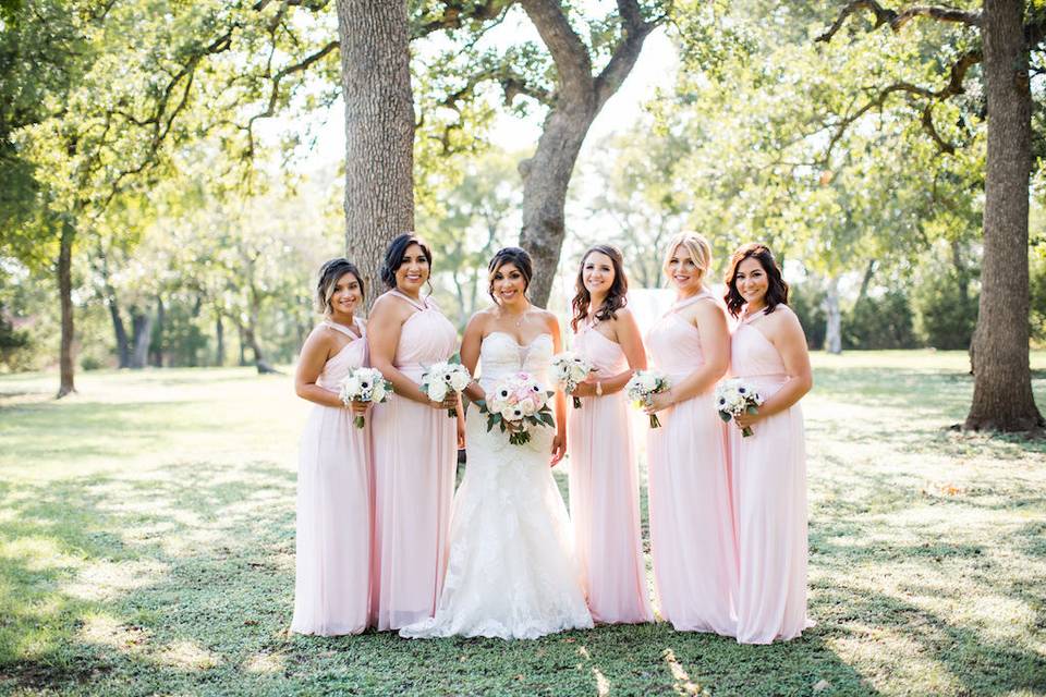 Bride with bridesmaida