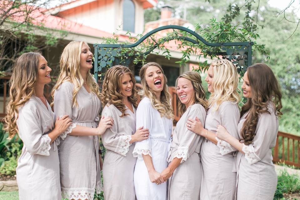 Bride with bridesmaids