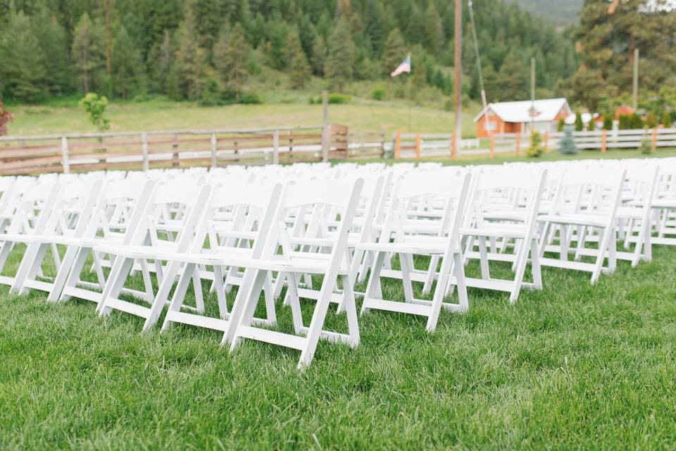 White chairs and rental house