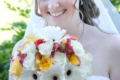 The bride holding her bouquet