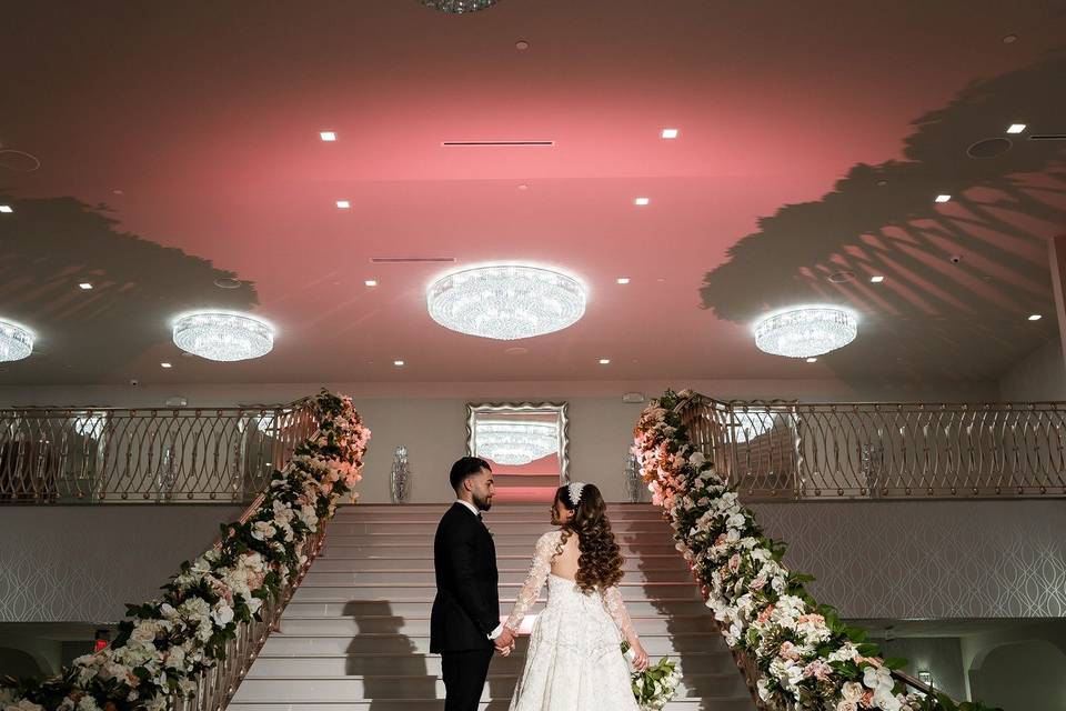 Bride & Groom grand staircase