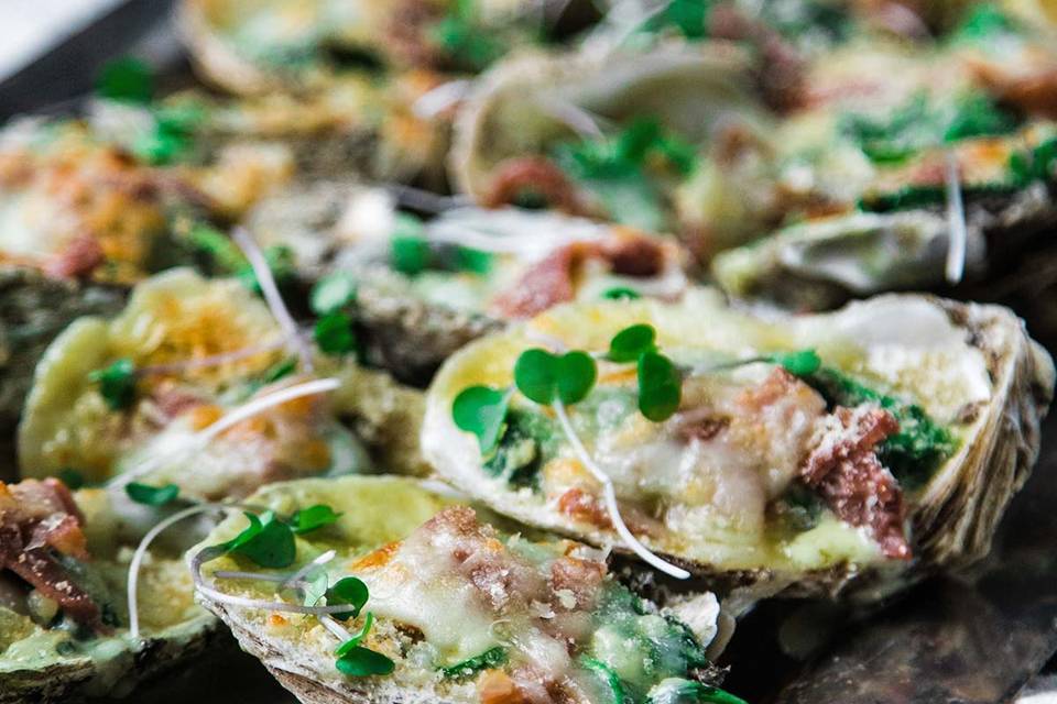 Roasted oysters
