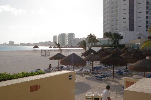 view of the Cancun Beach from the patio.