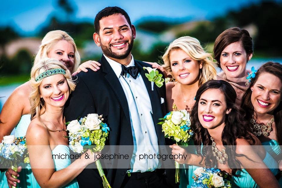 The groom and bridesmaids