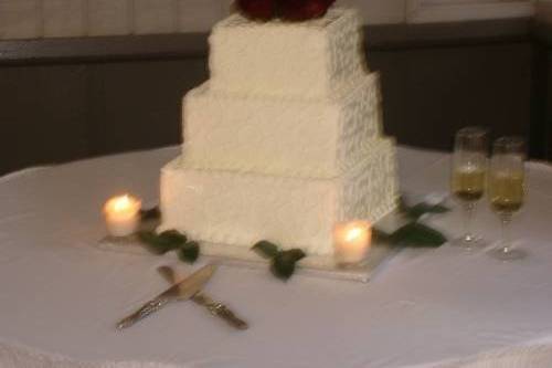 Multiple layered wedding cake