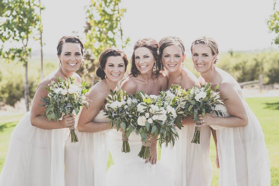 Bride and her bridesmaids