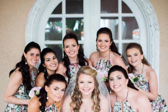 The bride with her bridesmaids