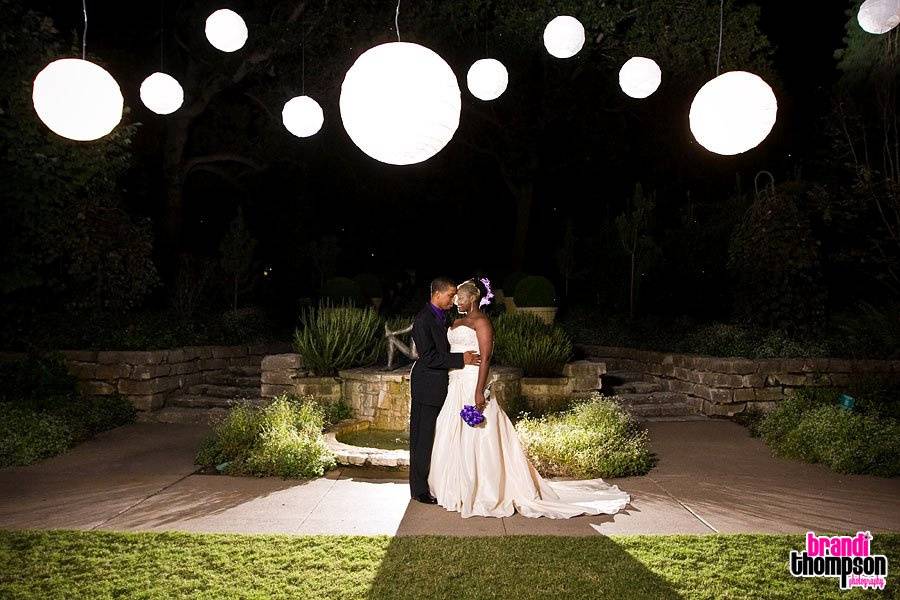 Newlyweds kissing