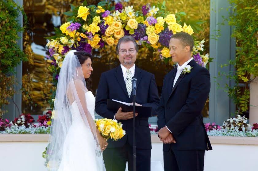 Newlyweds kissing