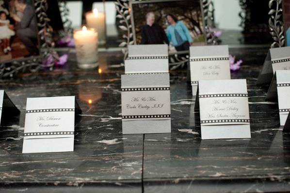 Hollywood movie ticket escort cards.Custom designed by Soireebliss! Events