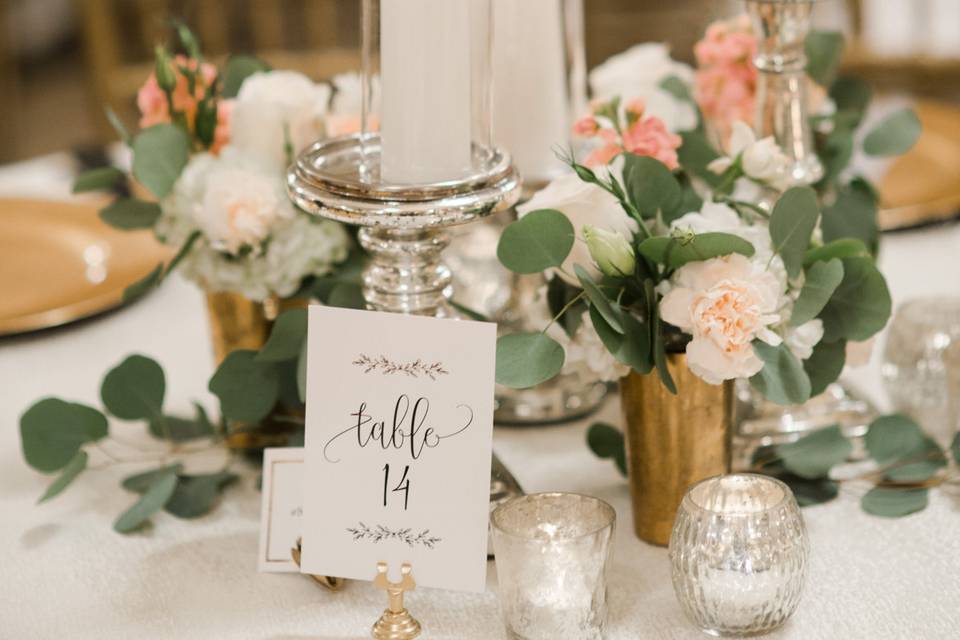 Table setup with candle centerpiece