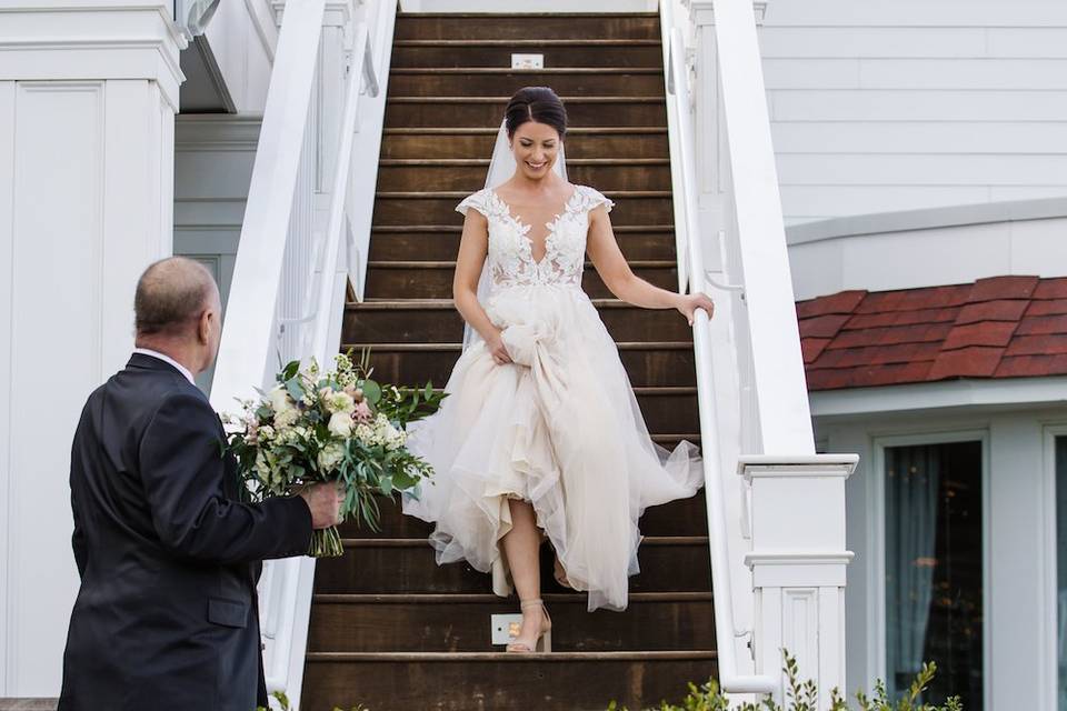 Bride on Skydeck stairs