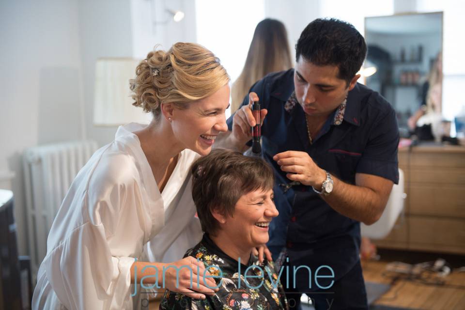 With the hairstylist