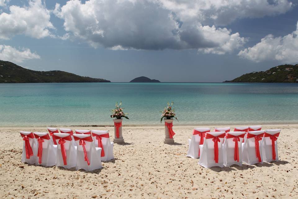 Beach wedding set up @ Magen's Bay  Beach, St. Thomas, Virgin Islands