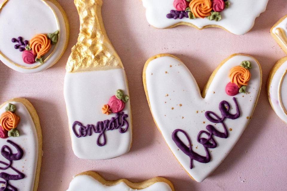 Love and congratulations cookies