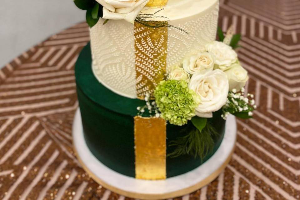 Emerald, Gold Leaf Cake