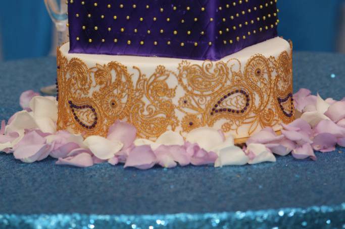 Cake with gold embellishments