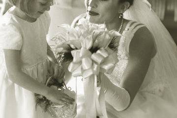 Bride and flower girl