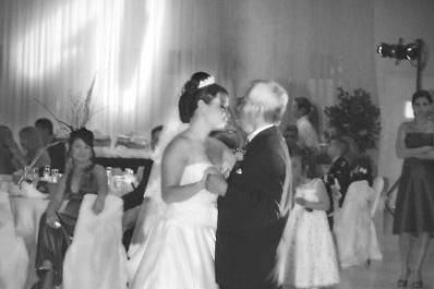 Bride and guest dancing