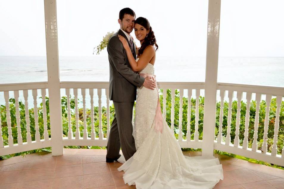 Newlyweds on the balcony