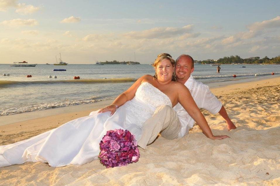 Newlyweds on the sand