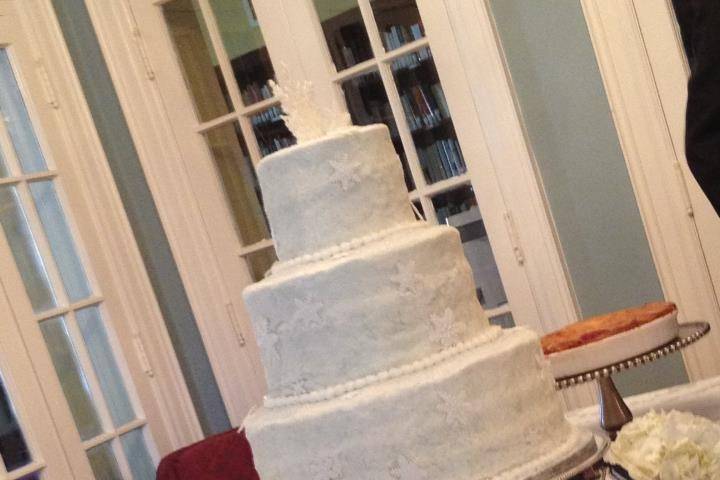 All white wedding cake
