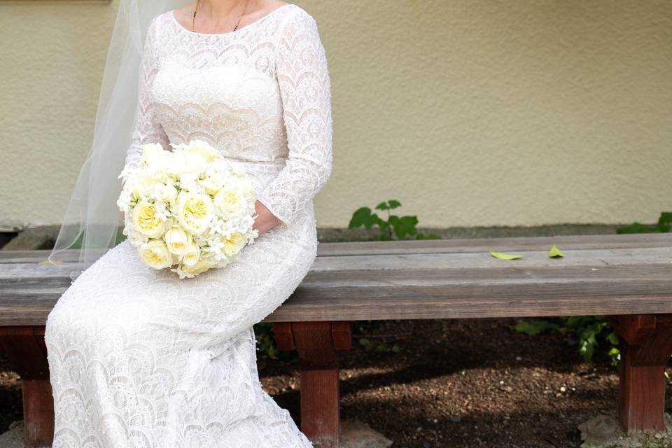 Bride on a bench