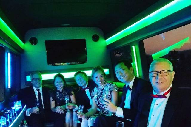Guests enjoying the Limo Bus