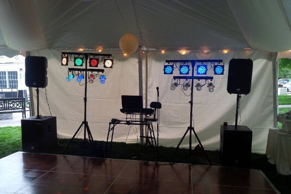 Dance floor setup and lights