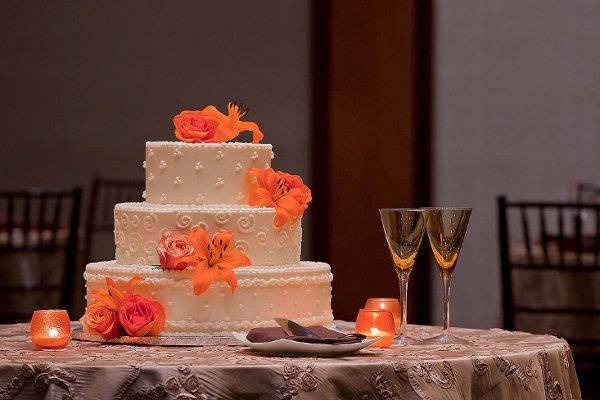 Multiple layered wedding cake