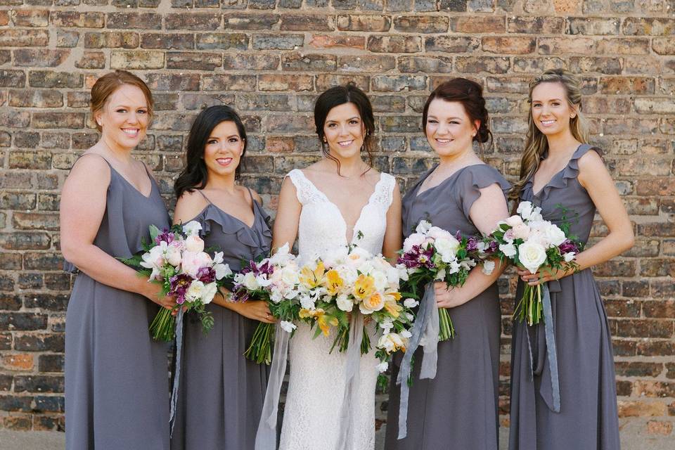 The bride with her bridesmaids