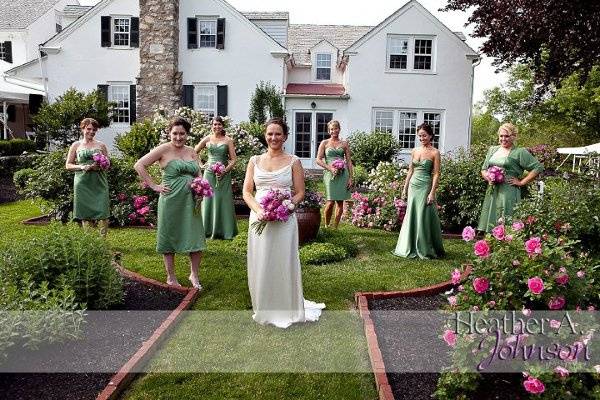 Bridal party in the garden