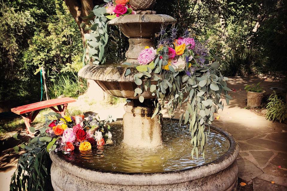 Fountain and flowers