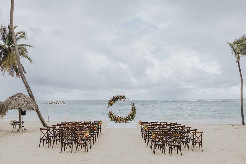 Beach wedding ceremony