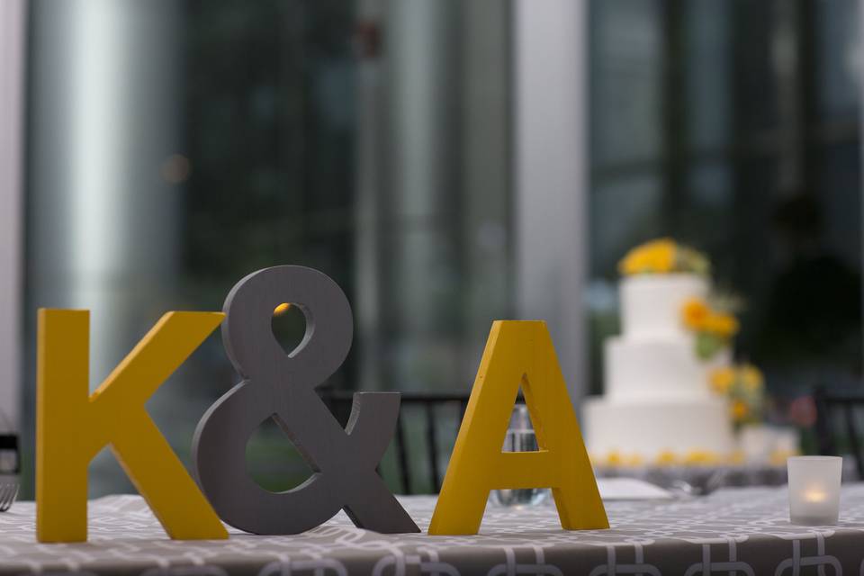 The wedding initials