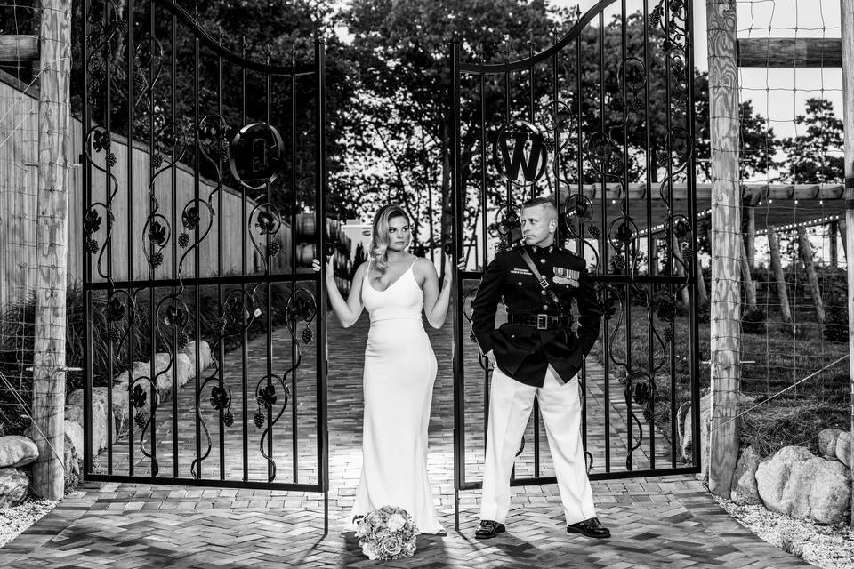 Bride and Groom at Gate